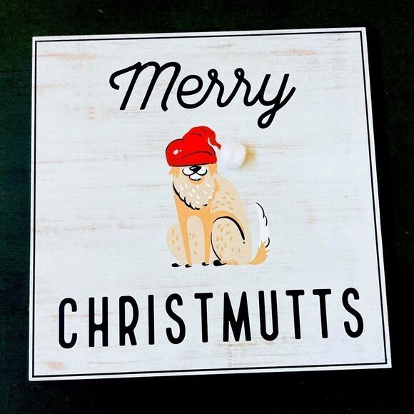 NWT Merry Christmutts Dog Christmas Wall Decor Sign - Picture 1 of 3